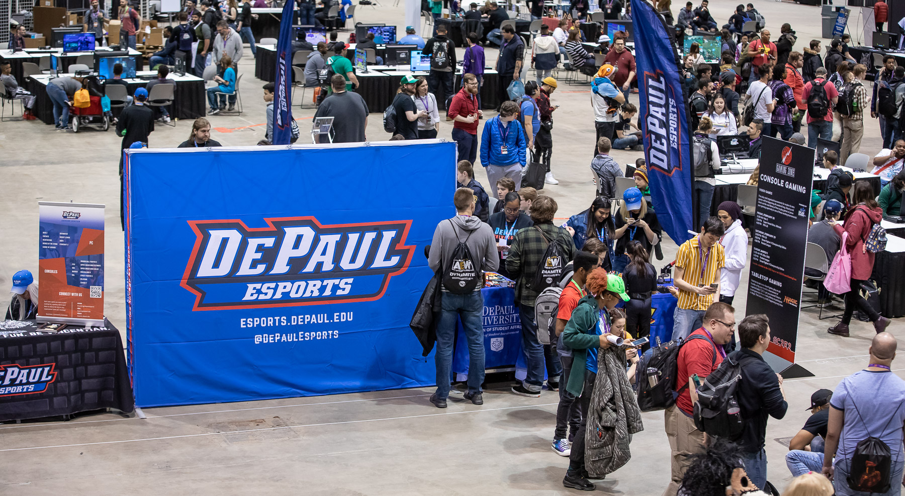 The Game Zone featured console games such as Smash Brothers that attendees could play while learning about DePaul's Esports program. (DePaul University/Jeff Carrion)